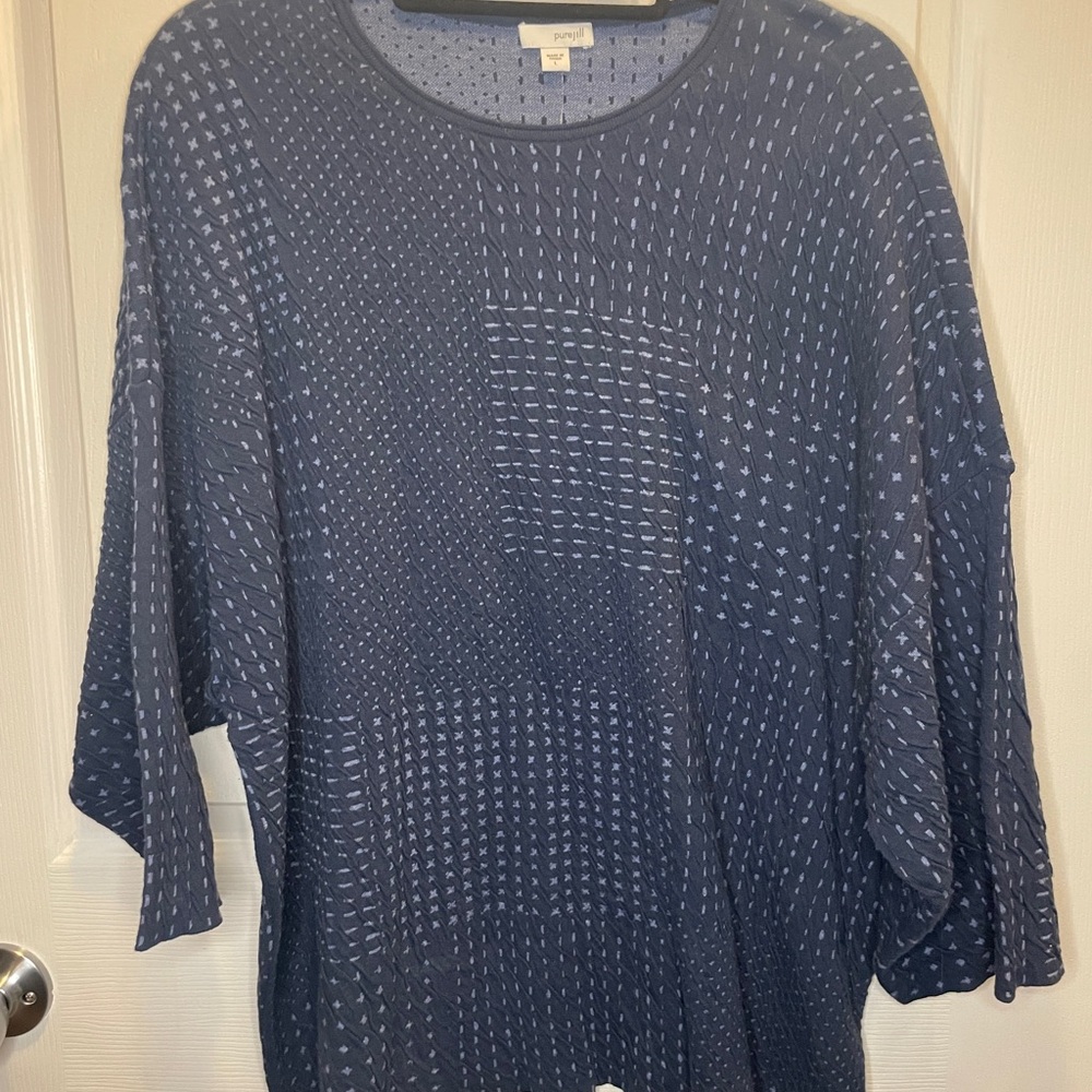 NWT Pure Jill Oversized Blue 3/4 Sleeve Shirt